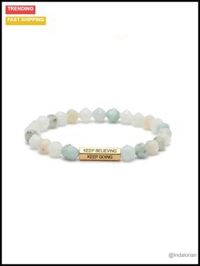 Natural Rhodonite Stretch Bracelet with Inspirational Charms
